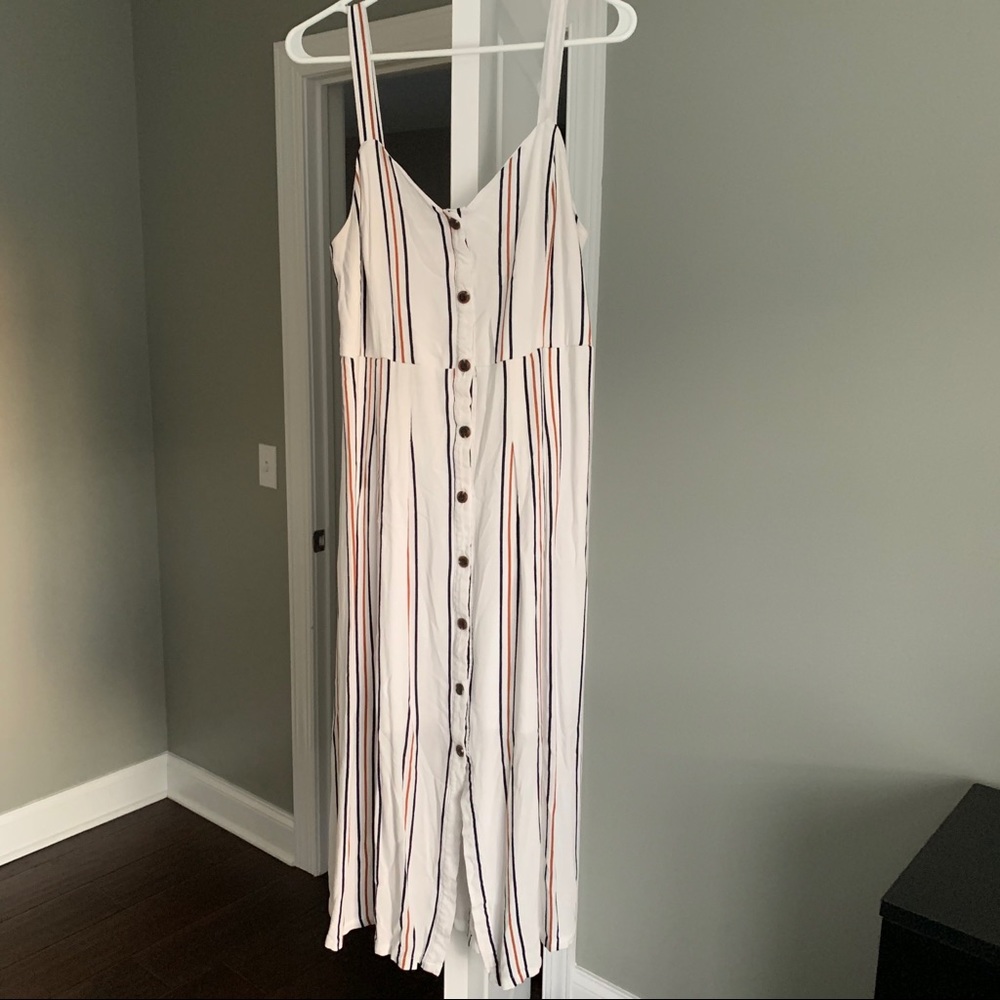 White Striped Midi Dress